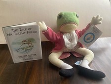 VTy. Eden Toys Mr Jeremy Fisher Plush Beatrix Potter Frog Doll With Tags Book