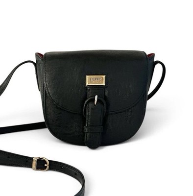 Vintage Gianfranco FERRE Black Crosshatch Leather Structured Shoulder Bag Purse