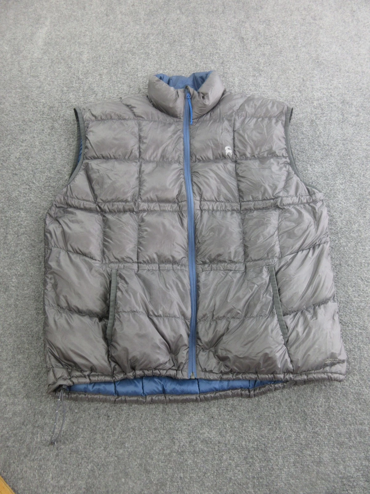 Backcountry Vest Mens XL Gray Down Puffer Full Zip Pertex Quantum Outdoor Warm