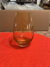 Krosno Poland Amber Art Glass Vase with Etched Bubble Pattern — listing 5