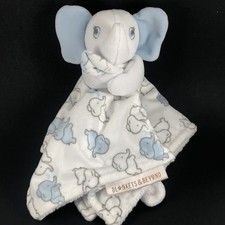 NWOT Blankets  Beyond Elephant White / Blue Plush Mini Security blanket Lovie