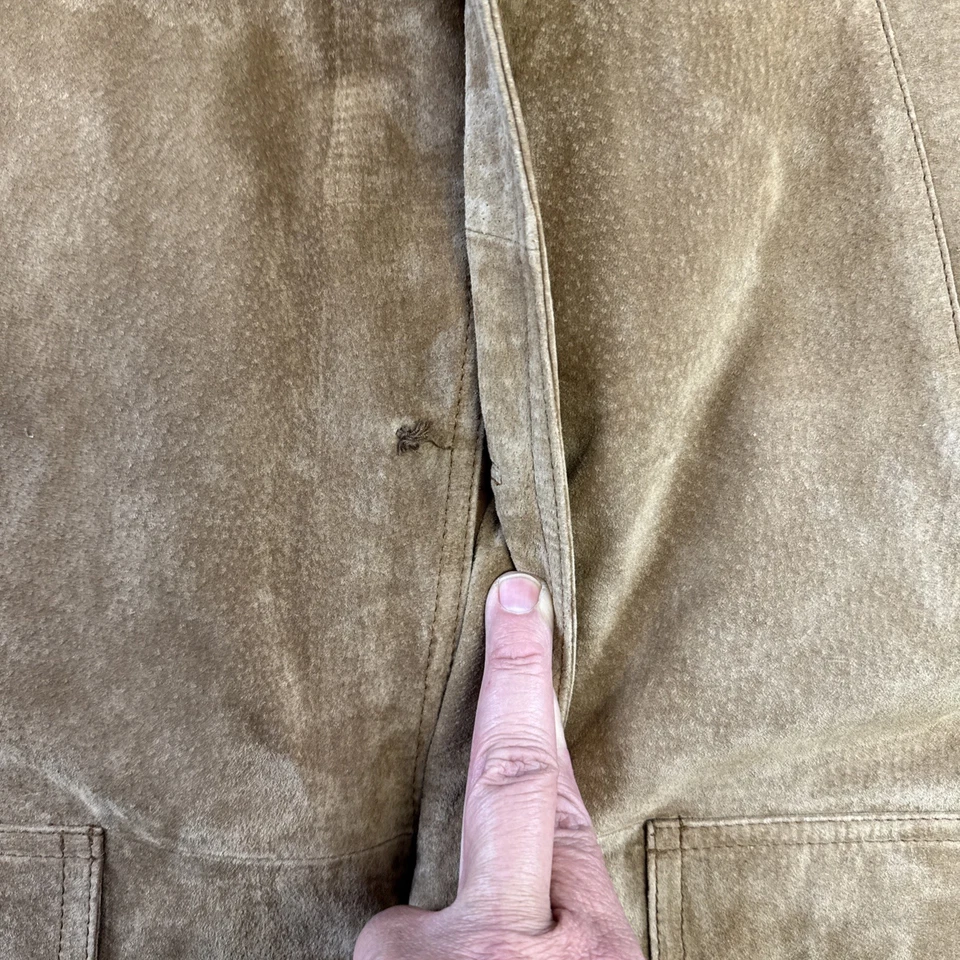 Chaqueta de cuero marrón Knightsbridge 4 botones forrada de poliéster grande para hombre Foto 4 de 4