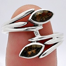 Natural Smoky Quartz - Brazil 925 Sterling Silver Ring s.8 Jewelry R-1023