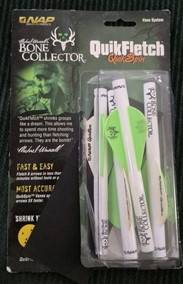 NAP Quikfletch 2'' Quikspin 4 pack  White/Green Twister Vanes Open Pack