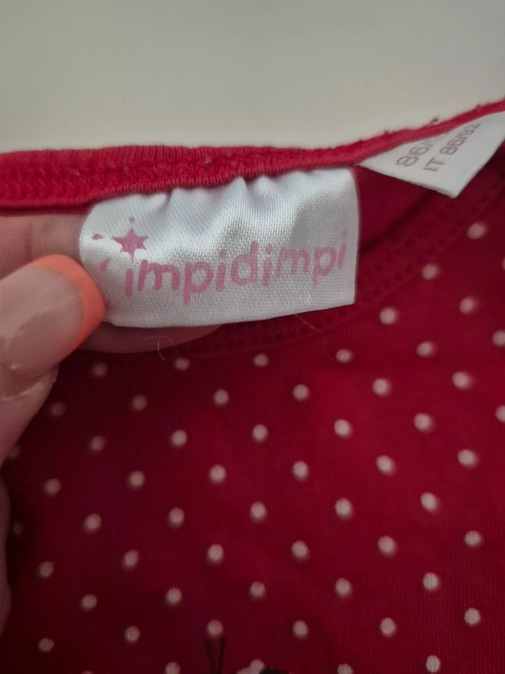 Impidimpi Kinder Schlafanzug Set Shirt Shorts Gr. 128 Rot Punkte Marienkäfer - Bild 4 von 4