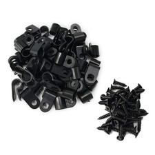 Cable Clamp R-Type Clip Wire 1/4-inch Nylon Screw Mounting Cord Fastener Clips