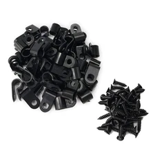 Cable Clamp R-Type Clip Wire 1/4-inch Nylon Screw Mounting Cord Fastener Clips
