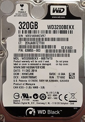 Western Digital WD3200LPLX-75ZNTT0 2.5 in 320 GB SATA Hard Drive  - Tested