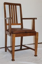 Art déco Hochlehner Schreibtisch Sessel Stuhl Leder Armlehnstuhl Jugendstil 1910