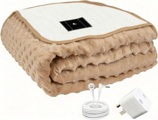 Grounding Blanket, Grounding Fleece Throw with Silver Conductive Layer - Natural