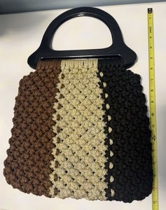 vintage Tri Colored macrame purse