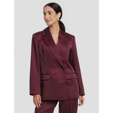 Women's Structured Satin Blazer - A New Day Burgundy XXL