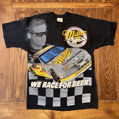 VTG Mens Large Miller Rusty Wallace Nascar AOP We Race For Beer 25 Yrs Chase