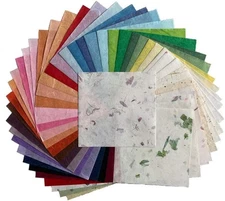 50 Designs 50 Sheets 6 X 6 Inches Natural Fiber Leaves Rice Straw Mulberry Paper