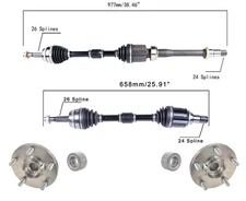 Front CV Axles Wheel Hub Bearing Kits Fits 2012-2017 Toyota Camry 2.5L No Hybrid