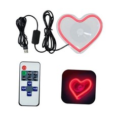 1 PC Heart Shaped Neon Sign, Car Window Ambient Light, USB Powered LED 1PC Red