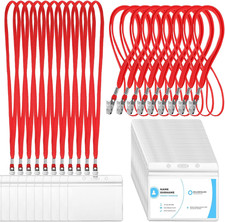 100 Sets Clear Name Tags with Lanyard, Lanyards for ID Badges Reusable Strap wit