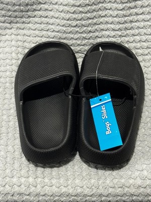 Boys Black Slip On Sandals