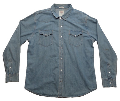Levi's XL Standard Fit Western Denim Pearl Snap Long Sleeve Button Down Shirt