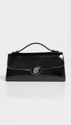 Tory Burch Black Patent Leather Mini Robinson Spazzolato Top