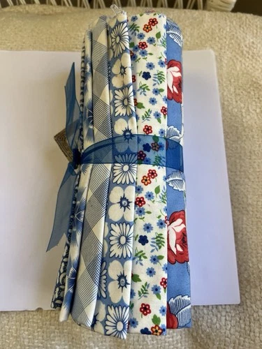 Moda Feed Sacks True Blue 9 Half Yard Bundle Linzee McCray 1930s Reproduction - product listing photo
