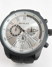 Henley Men’s Black Chronograph Sports Watch Henley Gents Silicone Strap