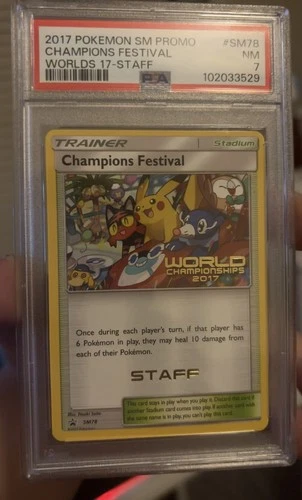 2017 POKEMON SM BLACK STAR PROMO WORLDS 17-STAFF #SM78 CHAMPIONS FESTIVAL PSA 7