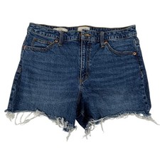 Universal Thread Womens Vintage Midi Denim Shorts Dark Wash Raw Hem Size 12/31R