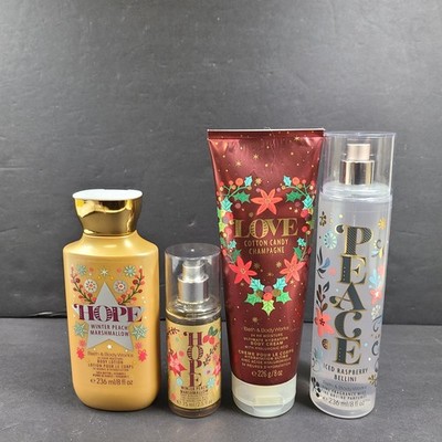 4 Pc Love Peace Hope Bundle Bath Body Works Fragrance Mist Cream Lotion