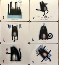 SET OF 6 Portmeirion Cork Backed Placemats Splat The Cat Themed by Rob Scotton