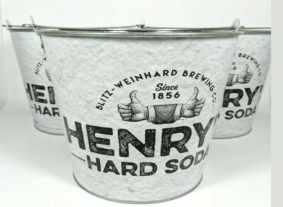 Lot of 3 Henry's Hard Soda Blitz-Weinhard Brewing Company Tin Bucket