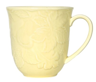 Nikko WOODBURY YELLOW Optimum Home Plate Embossed Fruit Mug NEW