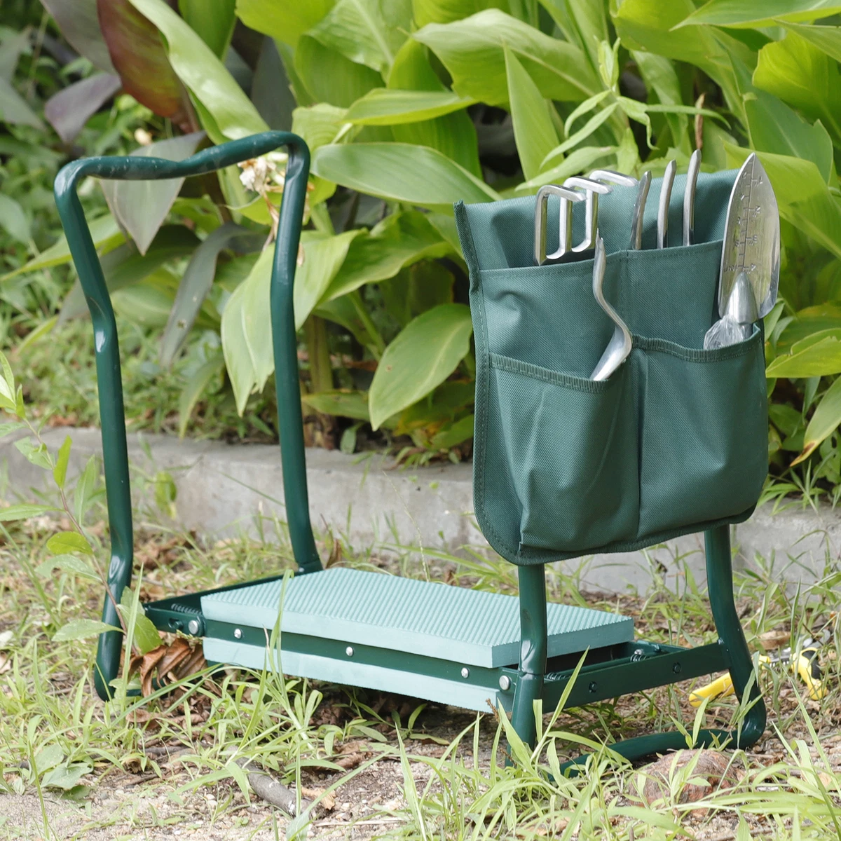 2PCS Garden Seat Bench Kneeling Pad Tool Pouch Gardening Folding