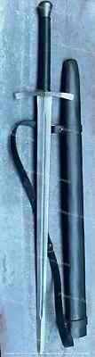 Custom Hand-Forged Damascus Steel Viking Long Sword Battle Ready With Scabbard.