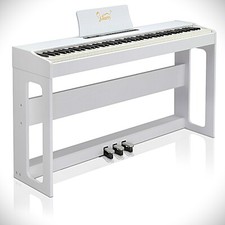White 88-Key Fully Weighted Digital Piano, Full-Size Keyboard with 3-Pedal Stand