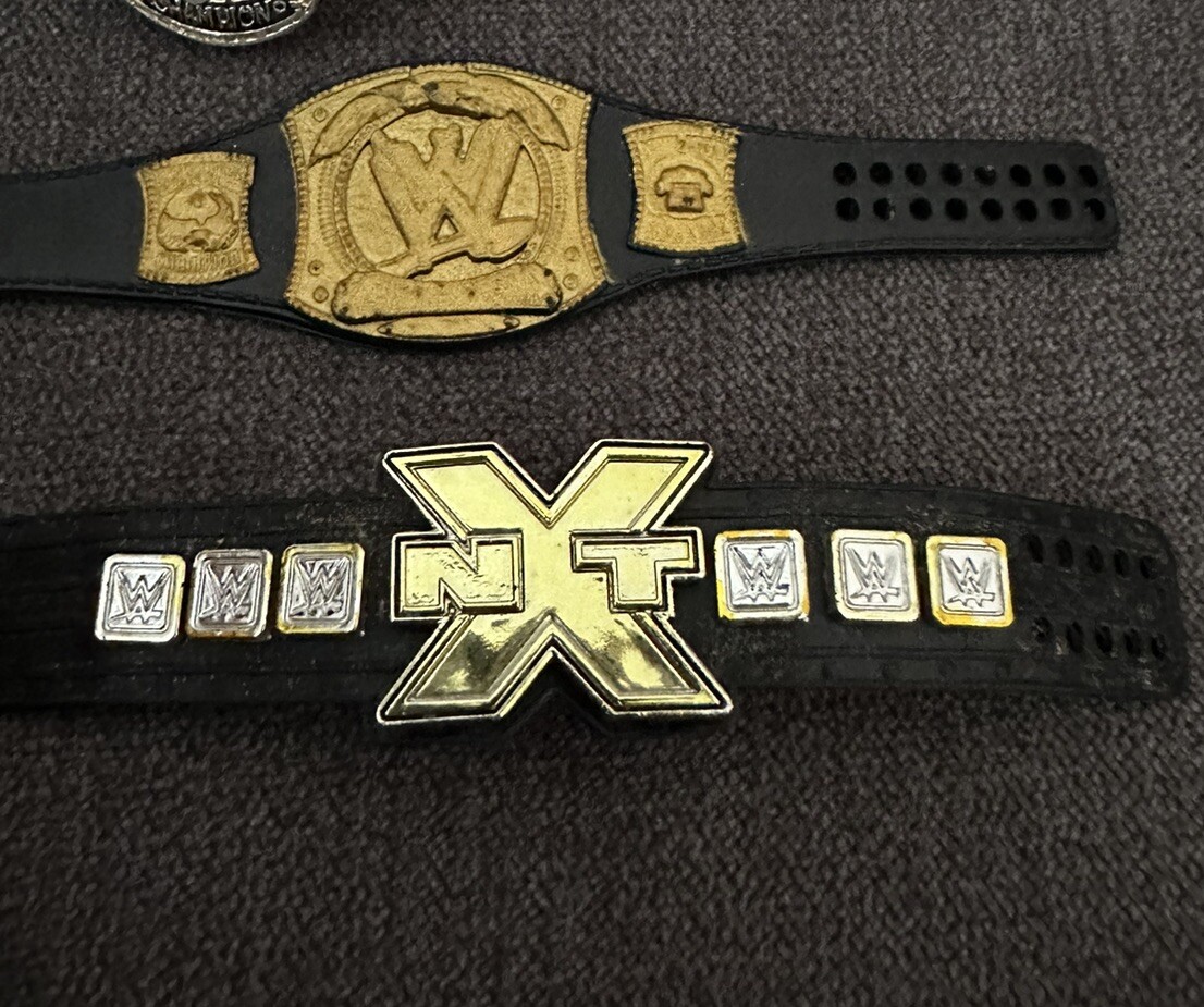 11x WWE Mattel Wrestling Figure Championship Belts Bundle With 5