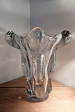 Vase cristal Vannes ancien modèle tête de girafe 1970 très beau relief souffle