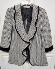 Tahari Arthur S Levine Women's Size 8 Open Front Blazer Jacket Black White II-23