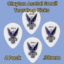 Clayton Acetal Small Teardrop Custom Guitar Picks 4 Pack 0.38mm