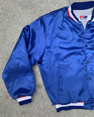 80s Swingster Chicago Cubs ボンバージャケット XL Vintage 80s Chicago Cubs Mens XL Swingster Satin Bomber Jacket 90s