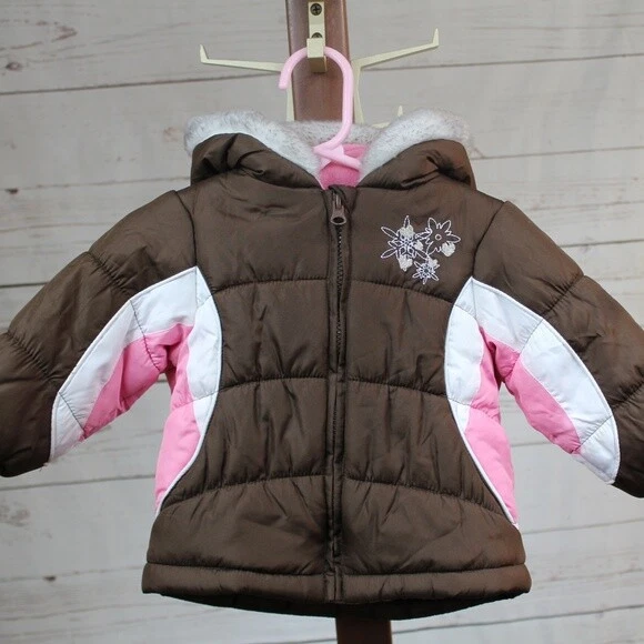 Pink puffer jacket with faux hotsell fur trim
