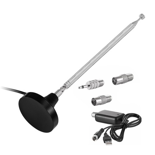 Magnetic Base FM Radio Telescopic Antenna and Amplifier For Tabletop Stereo - Zdjęcie 5 z 12