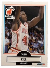 Excellent: Vintage 1990-91 FLEER Glen Rice Miami Heat Rookie Trading Card