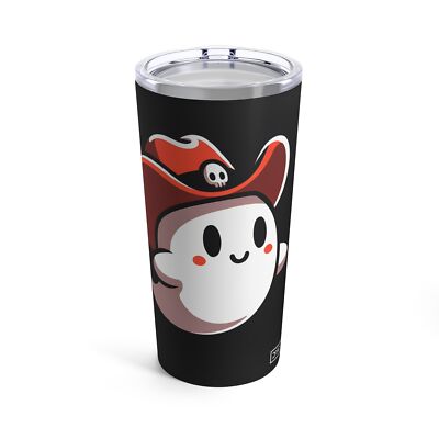 Cute Ghost with a Cowboy Hat Pattern Double Wall Stainless Steel Tumbler 20oz