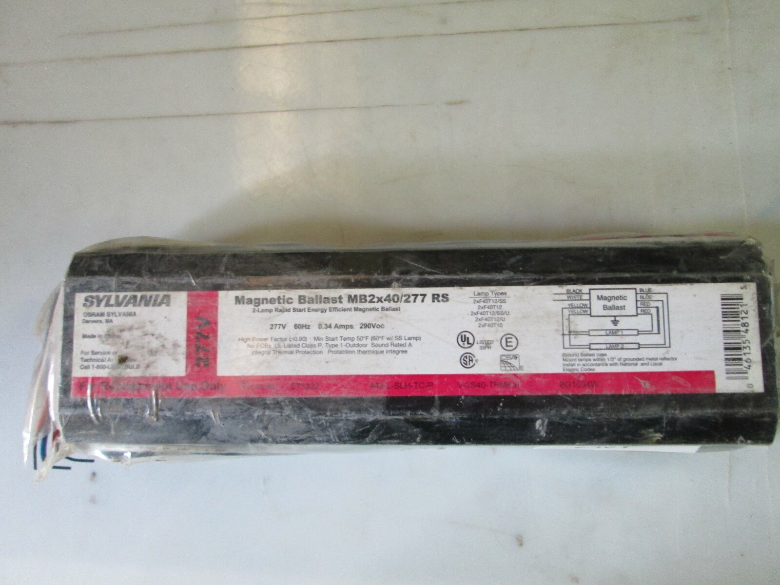 OSRAM SYLVANIA 277v Ballast Mb2x40/277 RS 60hz for sale online eBay