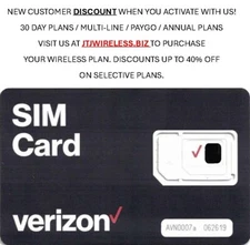Verizon Wireless 4G & 5G Sim Card Triple Cut 