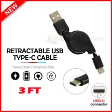 USB C CABLE TYPE C to A FAST CHARGING DATA SYNC RETRACT CHARGER CORD FOR SAMSUNG