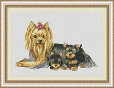 Cross stitch kit Yorkshire Terriers 29x20cm Aida 16ct embroidery needlepoint kit