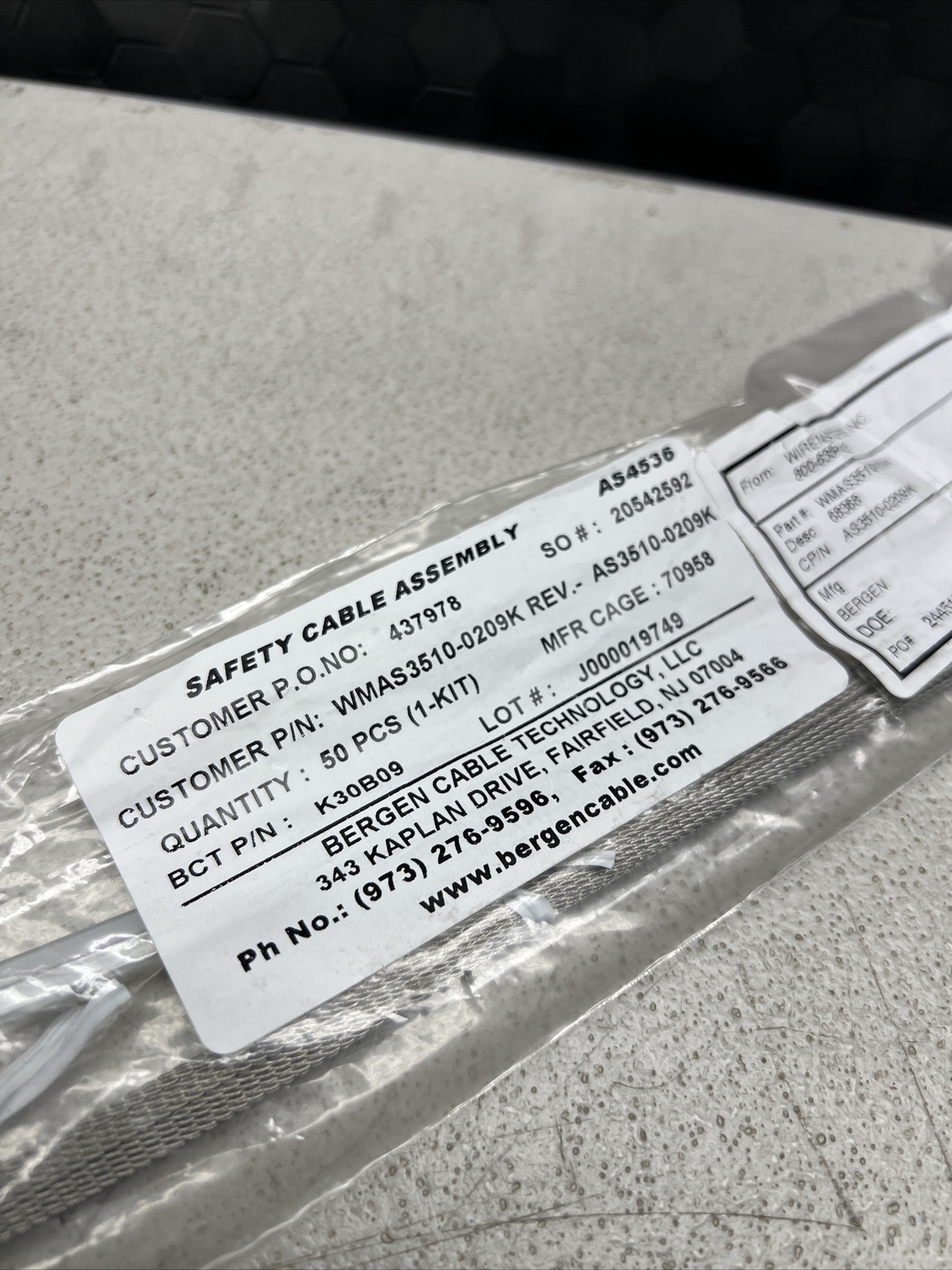 BERGEN AS35100209K SAFETY CABLE ASSEMBLY ( 50 PCS ) eBay