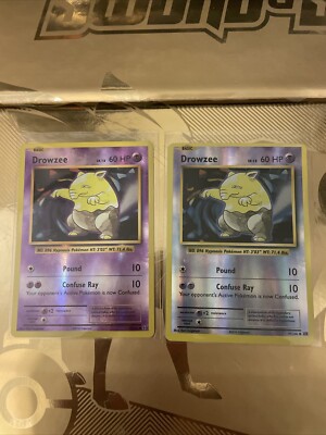 Pokémon Error Card- Drowzee Reverse Holo Error Card-49/108 Evolutions-Ink Error-